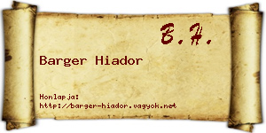 Barger Hiador névjegykártya